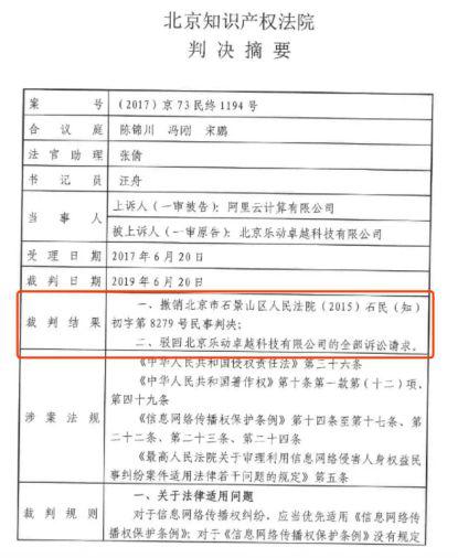  （&nbsp; 二审判决摘要&nbsp; △图片来源：新浪科技）